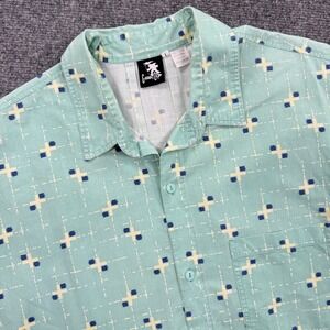 Gotcha Vintage Shirt Large Mint Green Geometric Button Up Shirt Short Sleeve Men